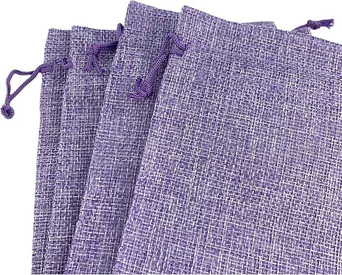 Palmhomee Pack of 25 Burlap Gift Bags with Drawstring Linen Jewelry Pouches Wedding Hessian Jute Bags for Birthday and Treat Pouches Party Wedding Favors Gift (6x8 Inch, Lavender)