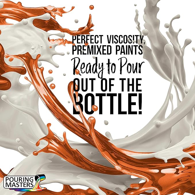 Pouring Masters Saffron Orange Metallic Pearl Ready to Pour Acrylic Pouring Paint - Premium 8-Ounce Pre-Mixed Fluid Acrylic Paint - Fluid Art Supplies for Canvas, Wood, Paper, Tile & Rocks