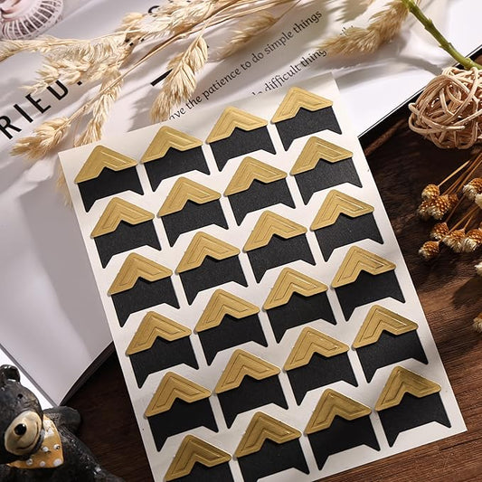 CHIALLCO Photo Corners 120 Pcs Gold Self-Adhesive Picture Mounting Corner Stickers for DIY Scrapbook, Acid Free Photo Mounting Corners for Photo Album, DIY Scrapbook Stickers, Memory Books, Diary