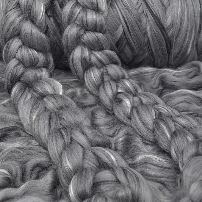 Merino Silk Luxe Tonal Designer Blend. Superfine Merino, Mulberry Silk, Tussah Silk. Top Roving for Spinning or Felting. Stardust 4oz
