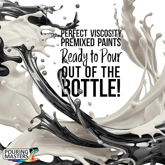 Pouring Masters Steel Gray Ready to Pour Acrylic Pouring Paint - Premium 8-Ounce Pre-Mixed Fluid Acrylic Paint - Fluid Art Supplies for Canvas, Wood, Paper, Tile & Rocks