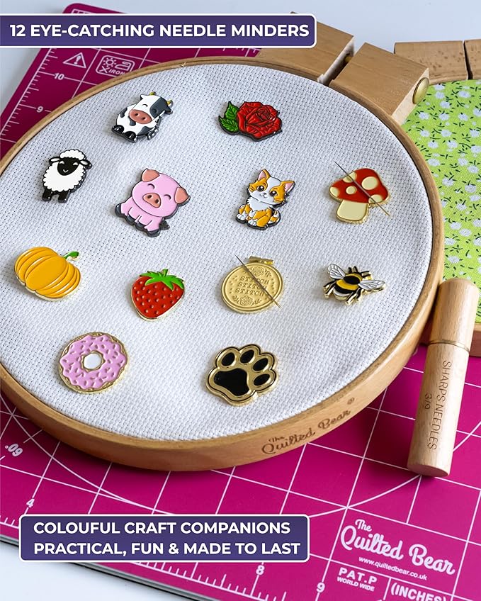 The Quilted Bear Needle Minder - Needle Minder Magnet for Keeping Sewing & Embroidery Needles, Cross Stitch Needles Safe - Stress Free Stitching Cross Stitch Supplies & Embroidery Supplies (Sheep)