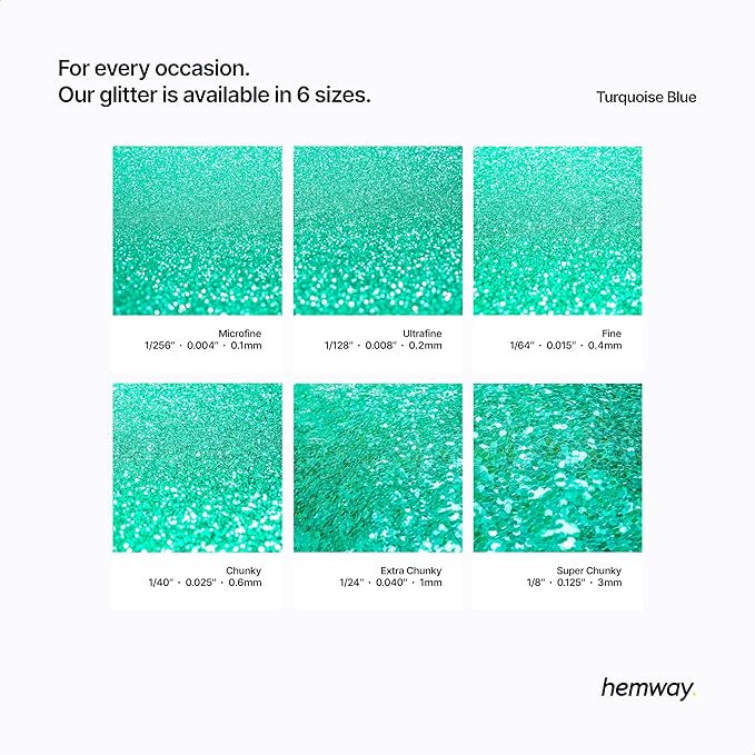 Hemway Polyurethane & Epoxy Resin Glitter 100g / 3.5oz Metallic Crystal Flake Additive for Flooring Jewelry Tumblers Glass Pigment - Fine (1/64" 0.015" 0.4mm) - Turquoise Blue