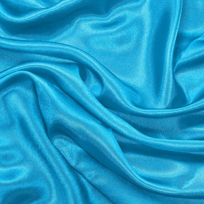 RUDONG M Aqua Blue Satin Fabric by The Yard, 5 Yard x 60 Inch Wide Silky Charmeuse Satin Fabric, Soft Satin Fabric for Wedding Decorations, Bridal Dress, Sewing, Accessories, DIY Crafts