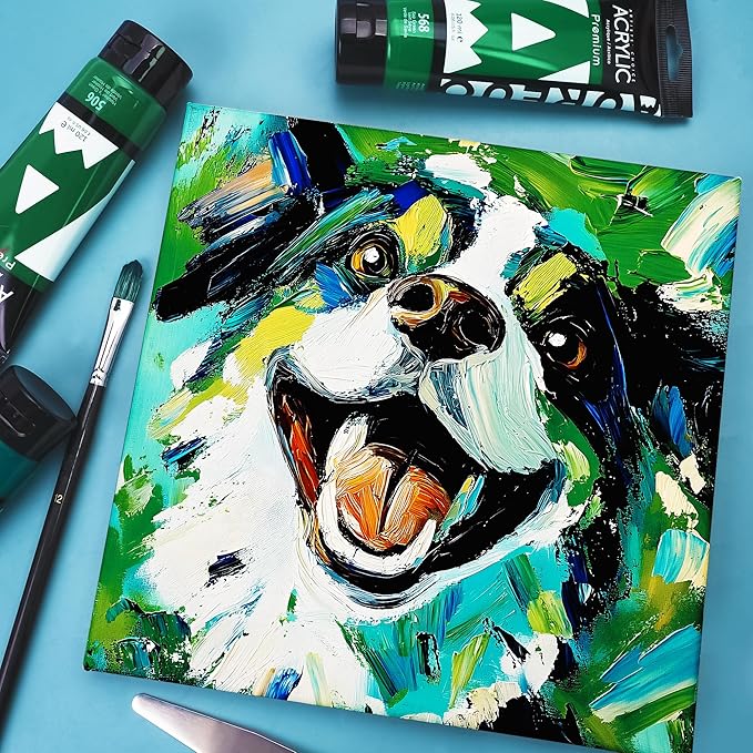 AUREUO Black Acrylic Paint Set, 4 Fl Oz / 120ml 2 Lamp Black Tubes, Rich Pigment Art Craft Paints for Canvas, Rocks, Wood, Ceramic, Fabric - Art Supplies for Beginners, Professionals, Artists