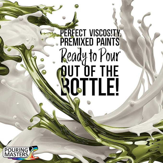 POURING MASTERS Olive Green Acrylic Ready to Pour Pouring Paint - Premium 64-Ounce Pre-Mixed Water-Based - for Canvas, Wood, Paper, Crafts, Tile, Rocks and More
