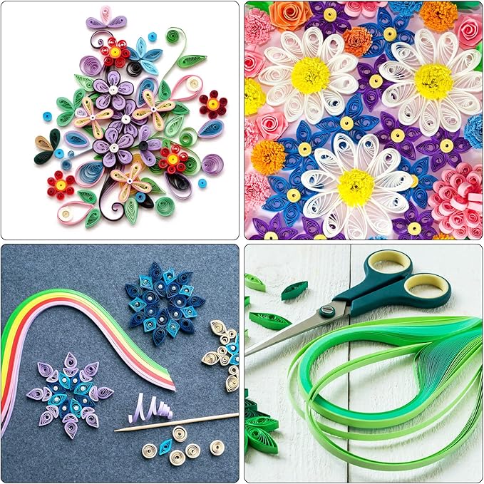 PATIKIL 360pcs Quilling Paper Strips Paper Flowers Quilling Kits 3/8"(10mm) Origami Paper for Adults Beginner Art Craft, 21"(54cm) Lake Blue