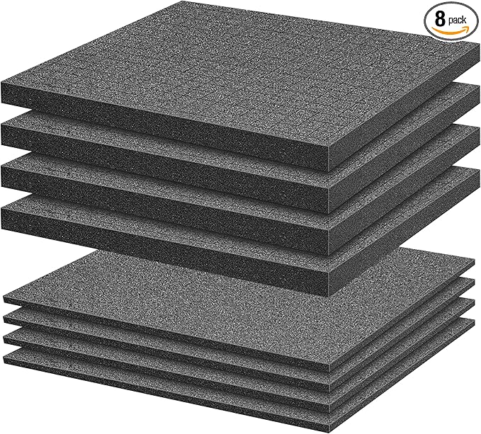 8-Piece Pick & Pluck Foam Insert - 2 Sizes - Pre-Cut Sheet Foam for Board Game Box Cases & Storage Drawer (12 Inch Long)
