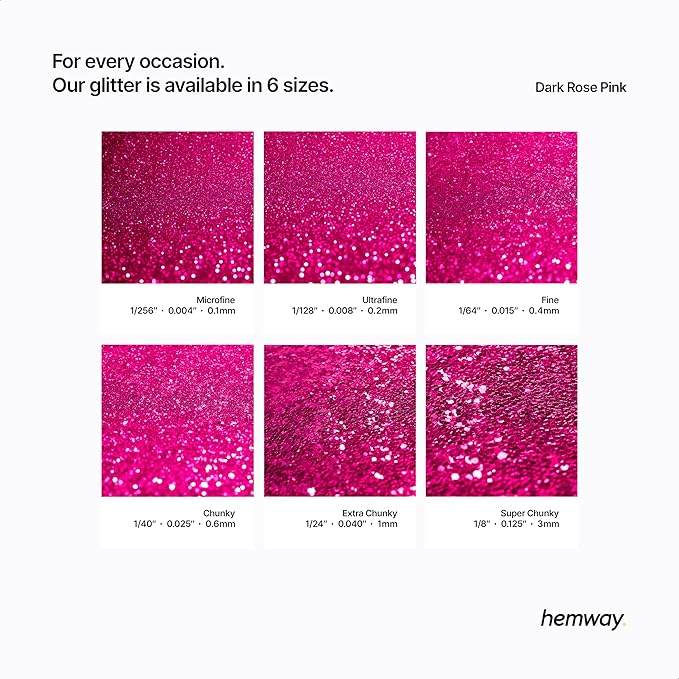Hemway Polyurethane & Epoxy Resin Glitter 100g / 3.5oz Metallic Crystal Flake Additive for Flooring Jewelry Tumblers Glass Pigment - Fine (1/64" 0.015" 0.4mm) - Dark Rose Pink