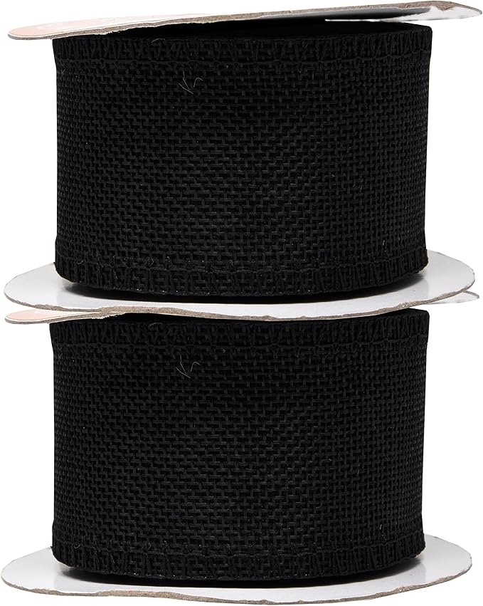 Mandala Crafts Black Burlap Ribbon 2 Inches Wide Jute Ribbons for Crafts - 20 Yds Roll Rustic Burlap Wrap Trim Ribbons for Wreaths Bows Wedding Party Decoration