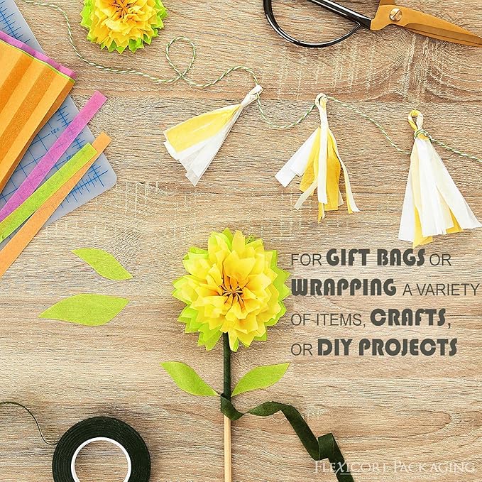 Flexicore Packaging Tangerine Orange Pin Stripe Print Gift Wrap Tissue Paper Size: 15 Inch X 20 Inch | Count: 10 Sheets | Color: Tangerine Pin Stripe