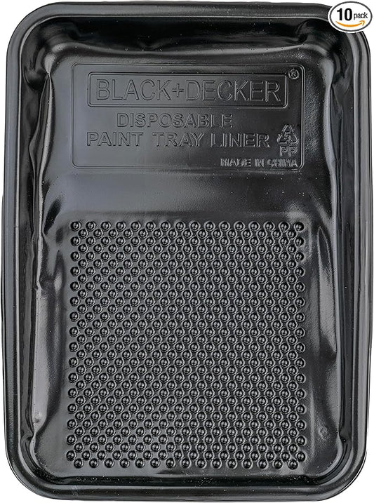 Black+Decker Paint Tray Liner - 10 Pack: Convenient Disposable Liners for Easy Cleanup - Compatible with Standard Paint Trays - Ideal for DIY Projects and Professional Painting Jobs