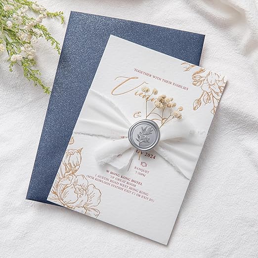 PONATIA Silver Wax Seal Stickers -50pcs Eucalyptus Self- Adhesive Wedding Seal Stickers, Perfect for Invitation Cards, Envelopes, Christmas Cards, Gift Wrapping, Party Decor
