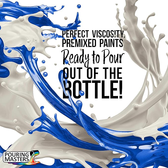 Pouring Masters Royal Blue Metallic Iridescent Pearl Ready to Pour Acrylic Pouring Paint - Premium 32-Ounce Pre-Mixed Fluid Acrylic Paint - Fluid Art Supplies for Canvas, Wood, Paper, Tile & Rocks