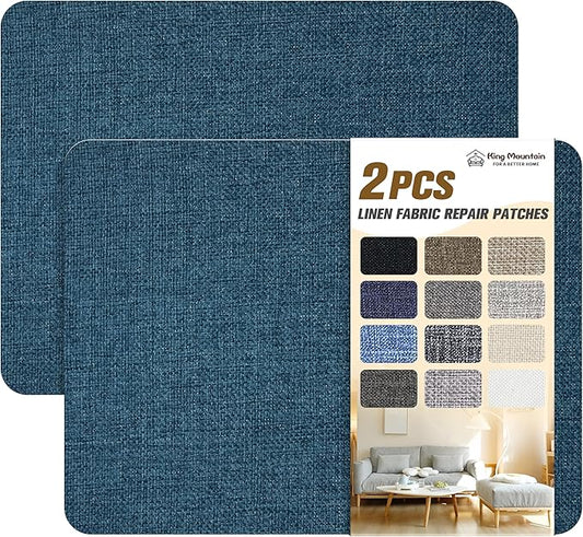 Coarse Linen Repair Patches, Self-Adhesive Linen Fabric Patches, 8X11 inch 2 PCS, Multi Color, Can be Used for Linen Sofa Repair and Linen Clothes Repair(8" x 11"-2PCS,Dark Blue)