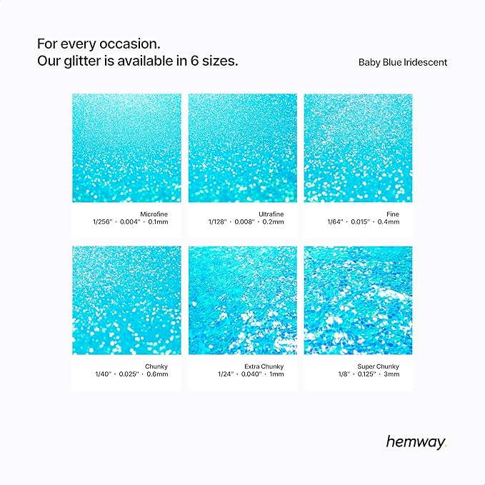 Hemway Glitter for Resin 100g Baby Blue Iridescent Metallic Crystals for Epoxy Craft Super Chunky Flakes Tumblers Wax Melt