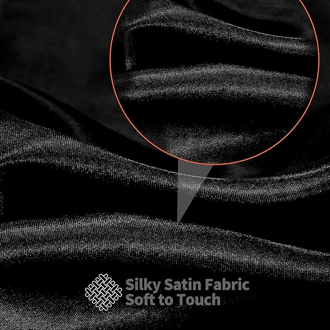 RUDONG M Black Satin Fabric by The Yard, 5 Yard x 60 Inch Wide Silky Charmeuse Satin Fabric, Soft Satin Fabric for Wedding Decorations, Bridal Dress, Sewing, Accessories, DIY Crafts
