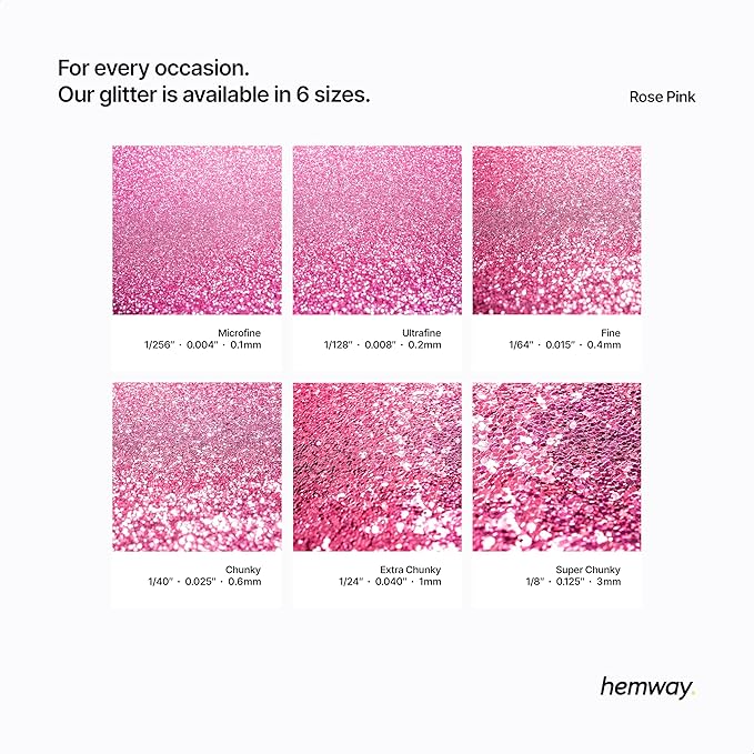 Hemway Glitter for Resin 100g Rose Pink Metallic Crystals for Epoxy Craft Super Chunky Flakes Tumblers Wax Melt