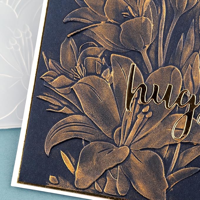 BAOFALI 3D Embossing Folder for Card Making,Lily Flowers Clear Plastic Texture Fades Embossing Folder Template for Scrapbooking and Other Paper Craft Album Stamps DIY Decoration 6.3" L x 4.5" W