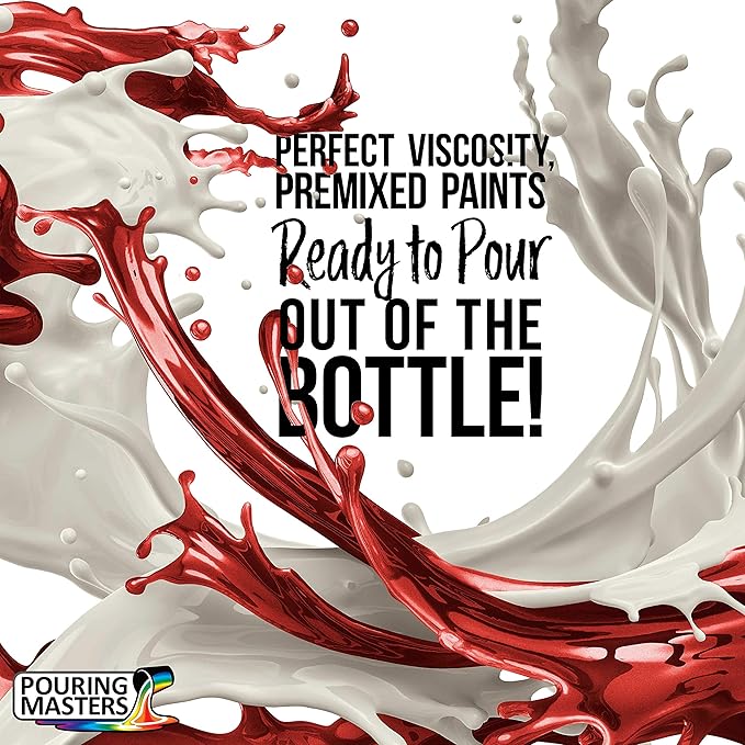 Pouring Masters True Red Metallic Pearl Ready to Pour Acrylic Pouring Paint - Premium 8-Ounce Pre-Mixed Fluid Acrylic Paint - Fluid Art Supplies for Canvas, Wood, Paper, Tile & Rocks