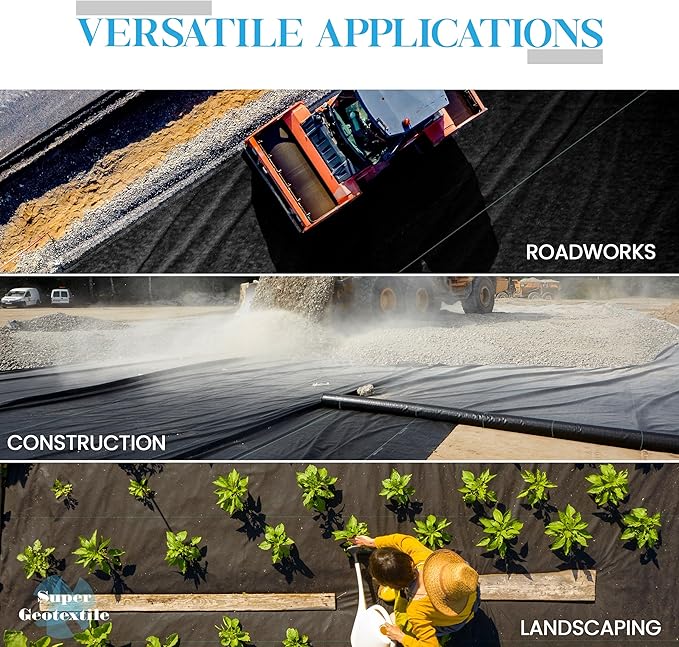 Woven Geotextile Fabric for Driveway and Road Stabilization, Construction Underlayment, Erosion Control, Commercial Grade 50 Year for Gravel Roads and Pavers (4x100)