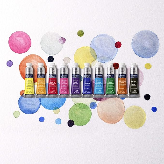 Winsor & Newton Cotman Watercolor Paint Set, 10 Colors, 5ml (0.17-oz) Tubes