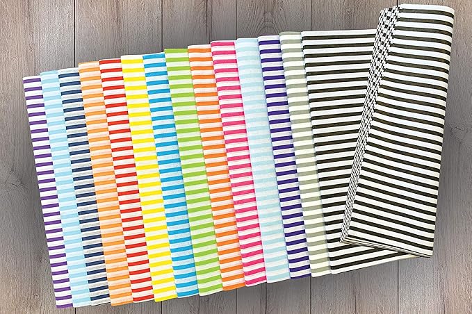 Flexicore Packaging Metallic Gold Pin Stripe Print Gift Wrap Tissue Paper Size: 15 Inch X 20 Inch | Count: 10 Sheets | Color: Gold Pin Stripe