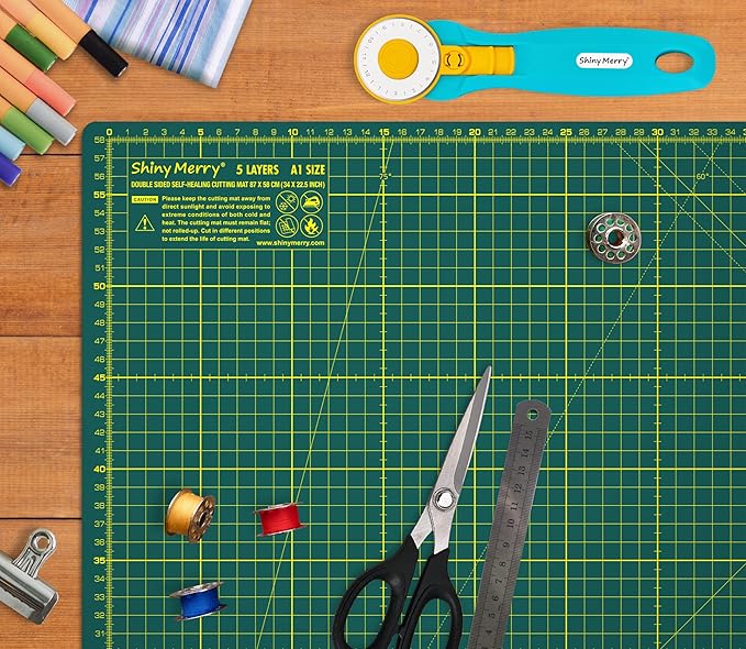 Self Healing Cutting Mat A1 24"x36" – Double Sided 5-Ply Craft Mat for Sewing, Quilting, Fabric, Scrapbooking – Green/Green