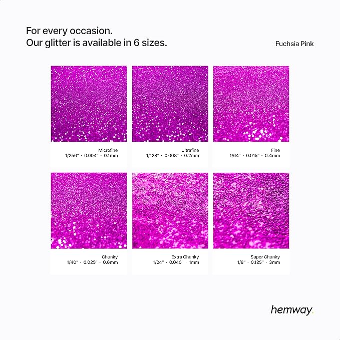 Hemway Polyurethane & Epoxy Resin Glitter 100g / 3.5oz Metallic Crystal Flake Additive for Flooring Jewelry Tumblers Glass Pigment - Extra Chunky (1/24" 0.040" 1mm) - Fuchsia Pink