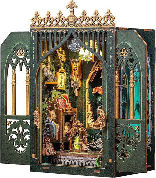 Fsolis Book Nook Kits, DIY Miniature House Kit 3D Puzzles for Adults Bookshelf Decor Gifts for Women Teenagers Craft Lovers(The Darkness Herbarium)