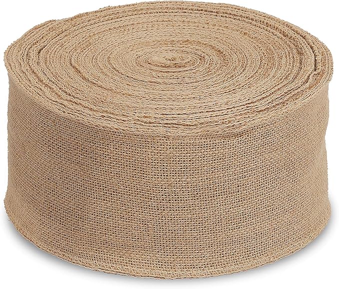 KINJOEK 6 Inch Wide 11 Yards Burlap Ribbon, Natural Jute Fabric Ribbon Crafts Ribbon for Christmas Wedding Gifts Burlap Fabric DIY for Decoration