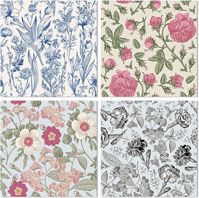 48 Sheets 24 Designs Scrapbook Paper Pad, 6"×6" Single-Sided Decopodge Craft Cardstock Paper,Scrapbooking DIY Decorative Background Cardmaking Supplies.Datura&Flowers