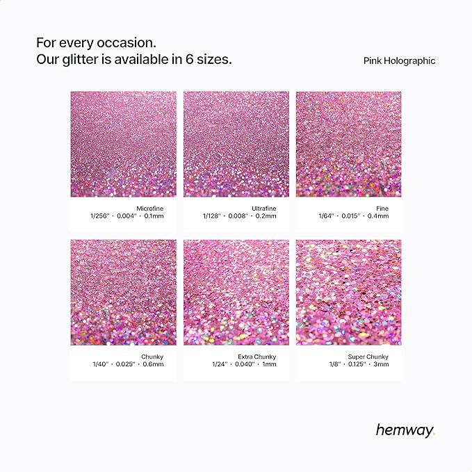 Hemway Glitter for Resin 100g Rose Pink Holographic Metallic Crystals for Epoxy Craft Super Chunky Flakes Tumblers Wax Melt