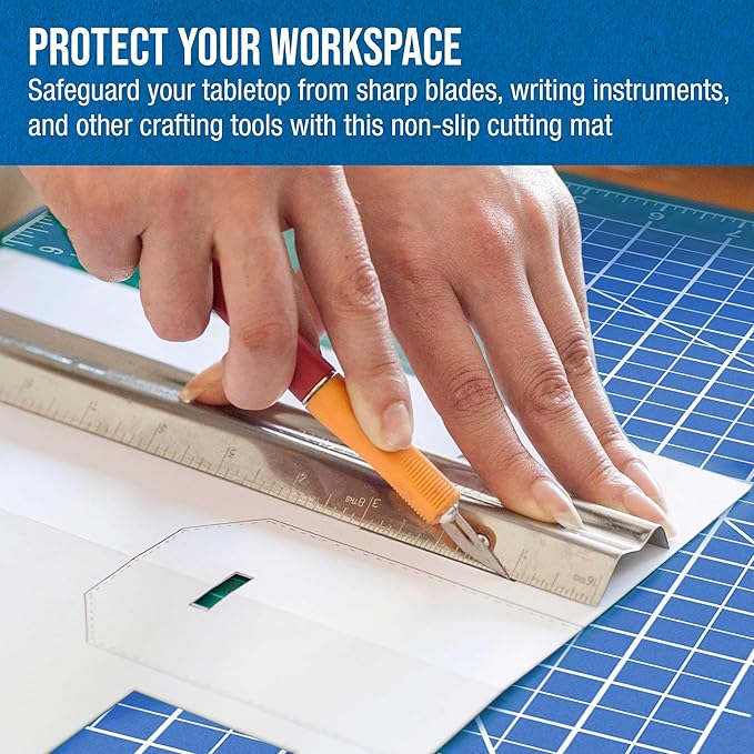 U.S. Art Supply 18" x 24" Self-Healing Cutting Mat 5-Ply (2 Pack) - Double-Sided Pink/Blue Craft Mat, Non-Slip Cutting Mats for Crafts, Sewing, Quilting, Scrapbooking