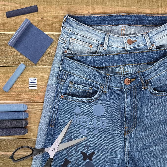 HTVRONT Iron on Patches for Clothing Repair 4 Rolls - Denim Patches for Jeans Kit 4" by 20", 4 Rolls of Iron On Denim Patches for Jeans Inside & Clothing Repair (Blue)