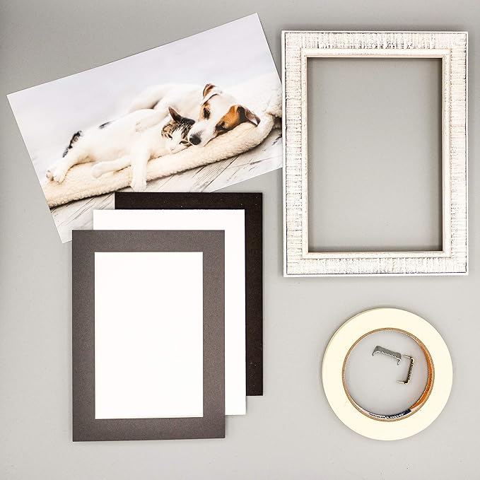5x7 Mat for 8.5x11 Frame - Precut Mat Board Acid-Free Show Kit with Backing Board, and Clear Bags Charcoal 5x7 Photo Matte Made to Fit a 8.5x11 Picture Frame Matboard for Framing, Pack of 25 Mats