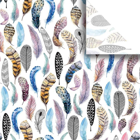 Colors of Rainbow - Feather - 12 Sheets, 20 inch X 29 inch - Italian Print Tissue Paper for Decoupage Gift Basket Gift Bag Party Crafts (Feather)