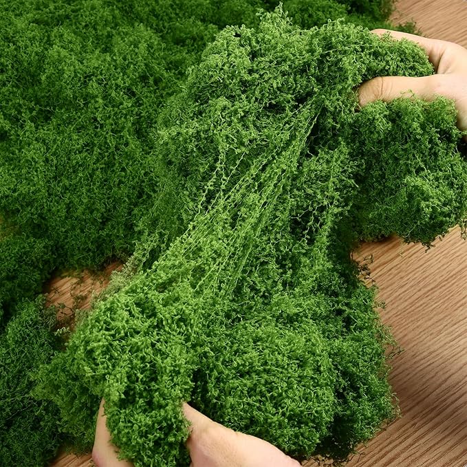 Draupnir Fake Green Moss for Potted Plants, 10.6OZ Fake Moss for Plants Indoor,Faux Moss for Crafts Artificial Moss Decor, DIY Decorative Moss for Fairy Garden Glass Containers Wedding (300g)