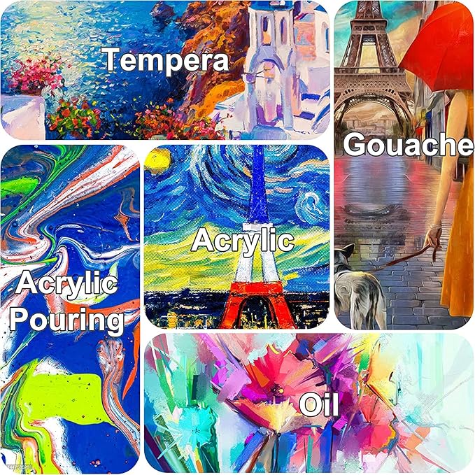 Stretched Canvases for Painting 6x6 Inch 7-Pack, 10 oz Triple Primed Acid-Free 100% Cotton Blank Canvas, Square Canvas for Oil Paint Acrylics Pouring & Wet Art Media, Pour Painting