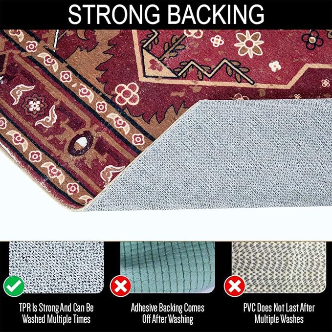 Tribal Rugs Summer Tropical 4x6 Area Rugs Wine Red Traditional Boho Vintage Oriental Rug Carpet for Bedroom Kitchen Dining Living Room Indoor Entryway Washable