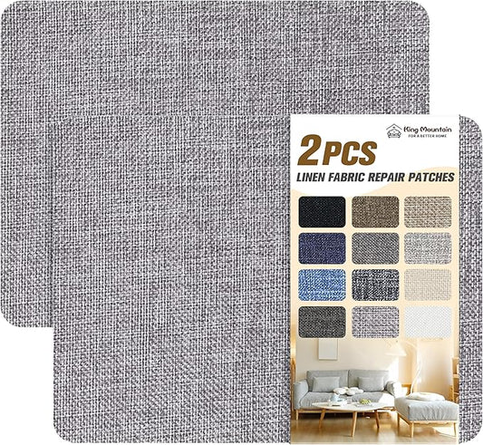 Coarse Linen Repair Patches, Self-Adhesive Linen Fabric Patches, 8X11 inch 2 PCS, Multi Color, Can be Used for Linen Sofa Repair and Linen Clothes Repair(8" x 11"-2PCS,Light Grey)