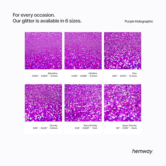 Hemway Glitter for Resin 100g Purple Holographic Metallic Crystals for Epoxy Craft Super Chunky Flakes Tumblers Wax Melt