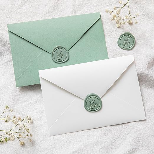 PONATIA Dark Sage Green Wax Seal Stickers - Wedding Seal Stickers, 50 Pcs Self- Adhesive Stickers, Perfect for Invitation Cards, Envelopes, Christmas Cards, Gift Wrapping, Party Menu Décor