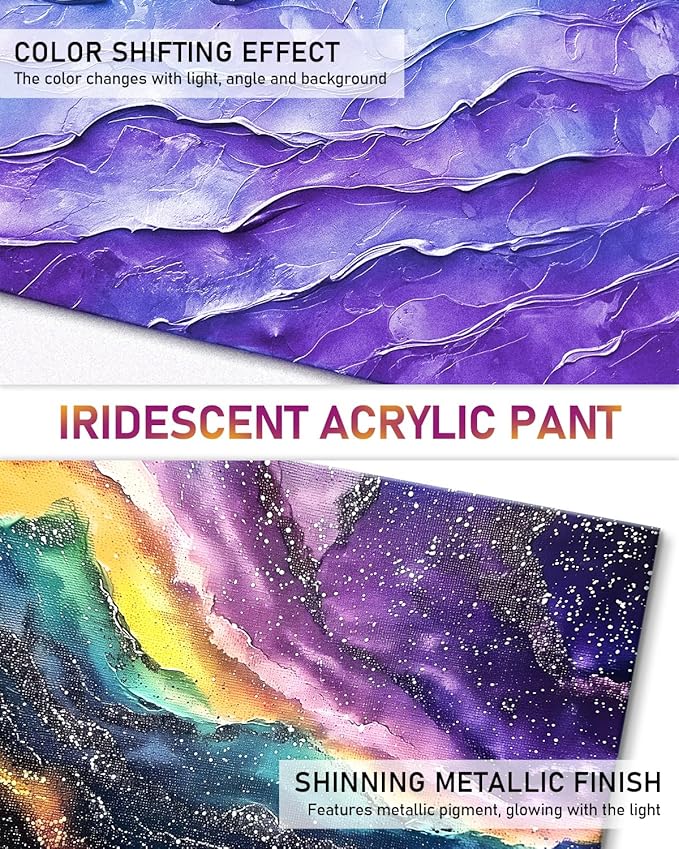 Nicpro Iridescent Pink Acrylic Paint, 8.45oz / 250ml Large Bottle Pink Metallic Acrylic Paint, Color Shifting & Non-Toxic Art Painting Supplies For Craft Canvas Fabric Rock Wood Ceramic Metal