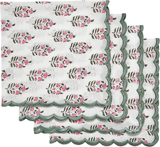 Embroidery Napkins Kitchen Towels Table Decor Table Linen Cotton Napkins Cloth Napkins Set of 4-20"x 20" Block Print Napkins Dinner Napkins Gifts for her Gifts for mom