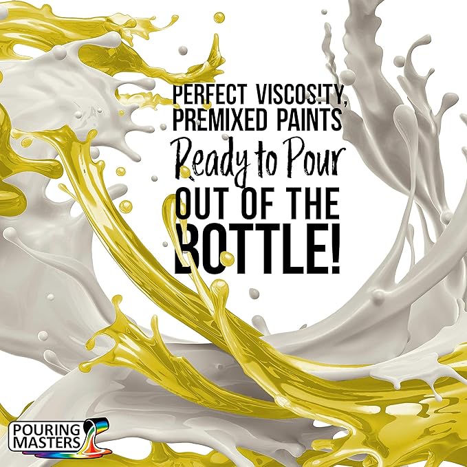POURING MASTERS Lemon Yellow Acrylic Ready to Pour Pouring Paint - Premium 8-Ounce Pre-Mixed Water-Based - for Canvas, Wood, Paper, Crafts, Tile, Rocks and More