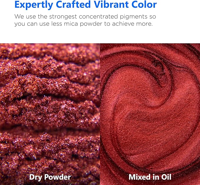 Rolio Premium Mica Powder - Burgundy (100G / 3.5 oz) - 1 Jar of Red Pigment Powder for Epoxy Resin, Dye, Soap Making, Nail Polish, Paint, Candle Making, Bath Bombs, Slime