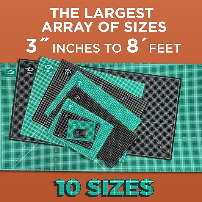 ALVIN GBM Self-Healing Cutting Mat 12 x 18 inch | Double-Sided Green/Black | 5-Layer Gridded Surface for Arts, Crafts and Sewing - Model GBM1218