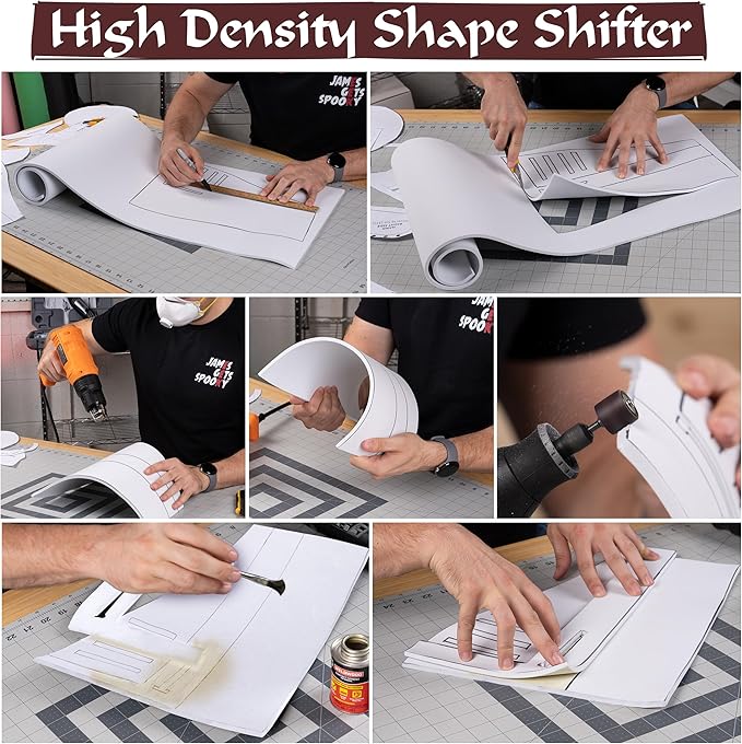 Shape Retention EVA Cosplay Foam 8mm (1mm-10mm) 14x39 inch White or Black High Density EVA Foam Sheets. Premium 85 kg/m3 Heat Shape Material for DIY Convention or Halloween Costumes by The Foamory