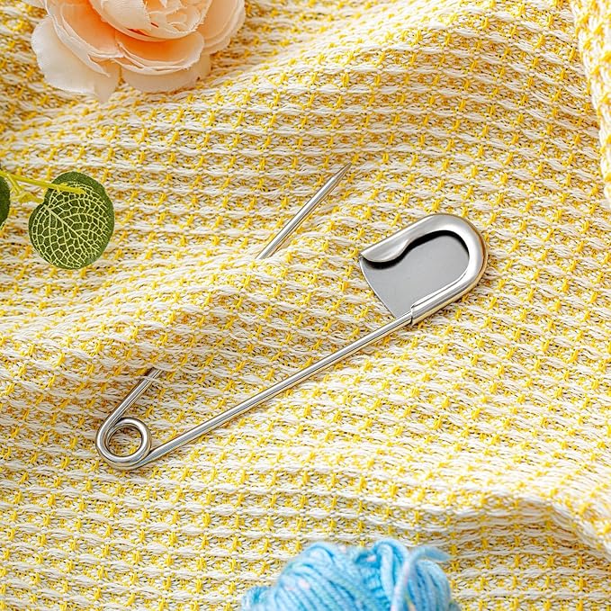 Juexica 15 Pcs 5 Inch Jumbo Stainless Steel Safety Pins Large Heavy Duty Huge Strong Laundry Pins for Upholstery Sewing Quilting Key Rings Craft Outdoor (Silver)